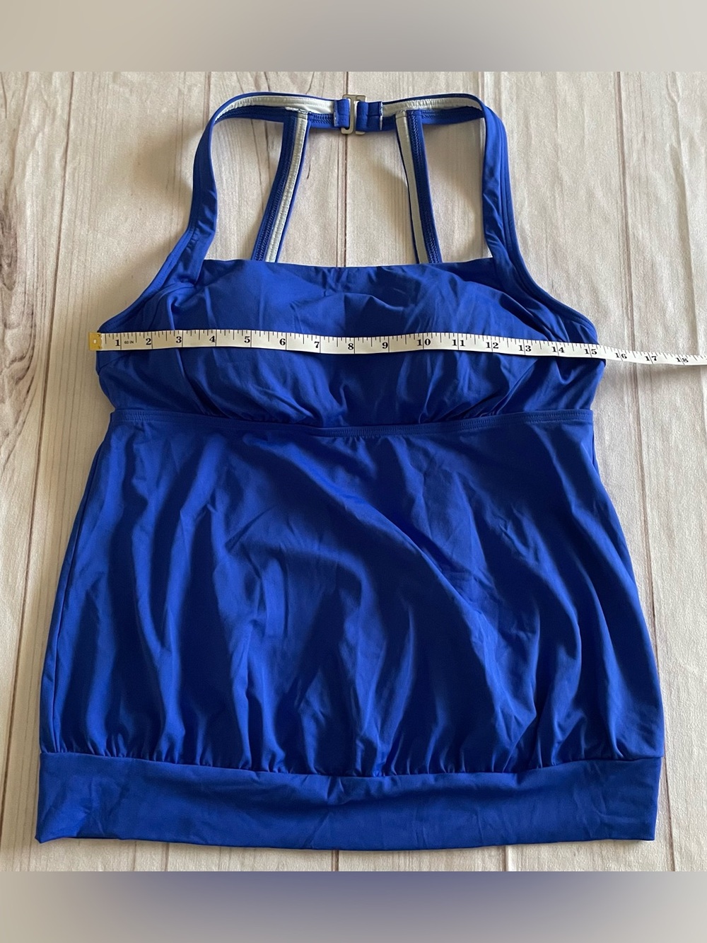 Lands’ End Blouson Tankini Swim Top Women’s 8 Petite Blue Padded y2k Racerback - Picture 11 of 13